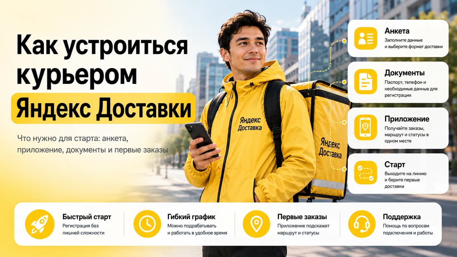 Курьер Яндекс Доставки с термобоксом — анкета, документы и первый заказ при оформлении