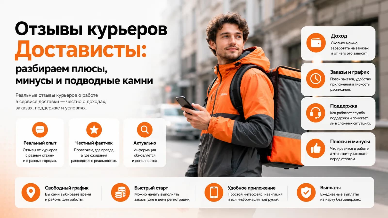 Курьер Достависты со смартфоном — плюсы, минусы и подводные камни по отзывам