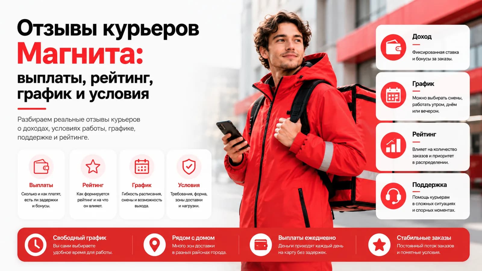 Курьер Магнита со смартфоном — отзывы о выплатах, рейтинге, графике и условиях