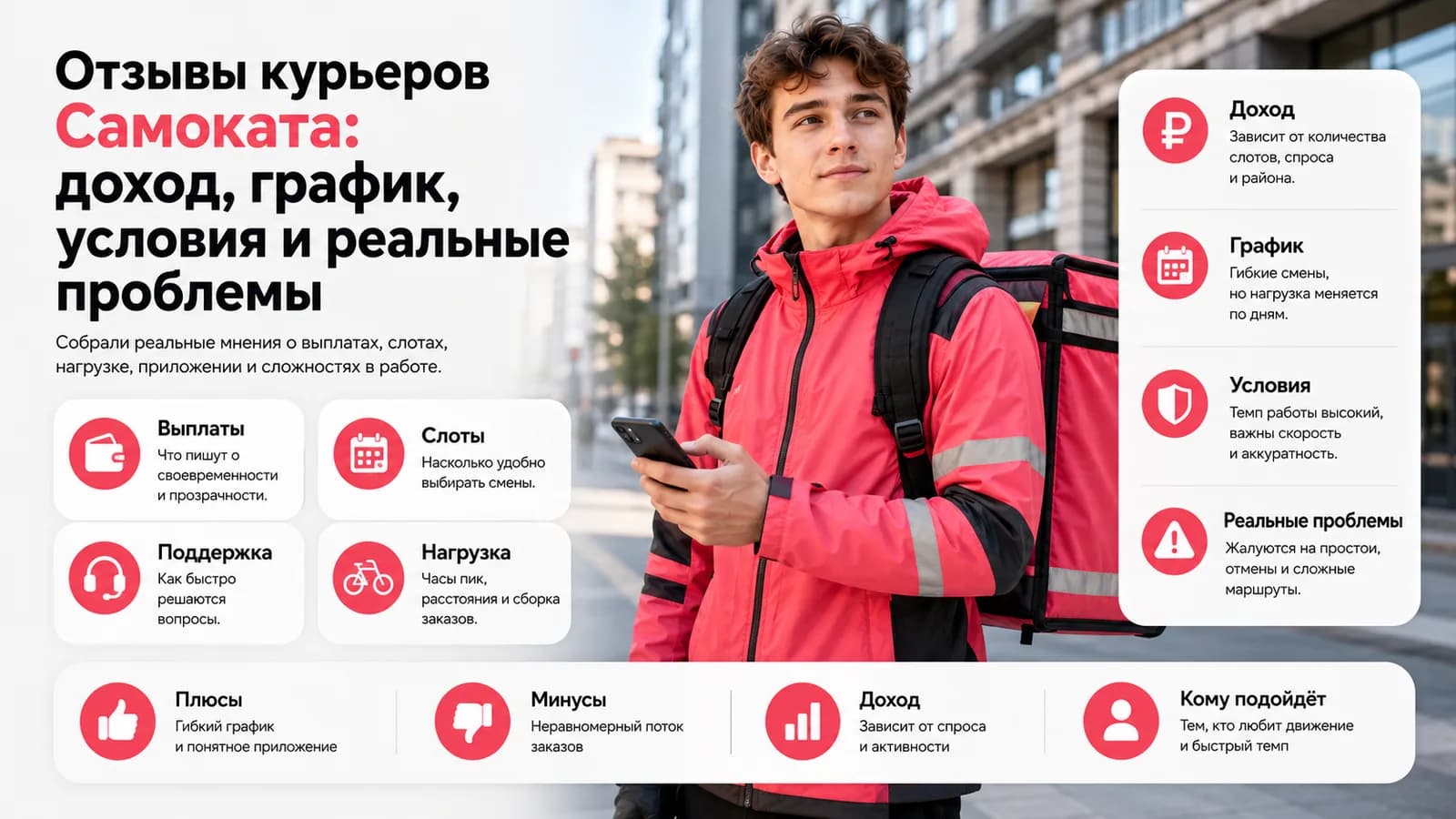 Курьер Самоката со смартфоном — отзывы о доходе, графике и реальных проблемах