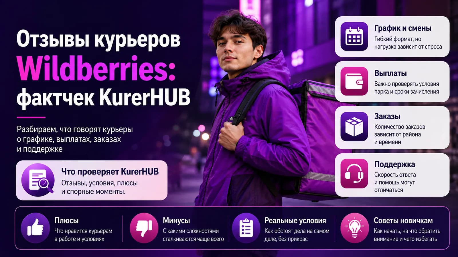 Курьер Wildberries с телефоном и иконки проверки отзывов — фактчек по доходу, заданиям и поддержке