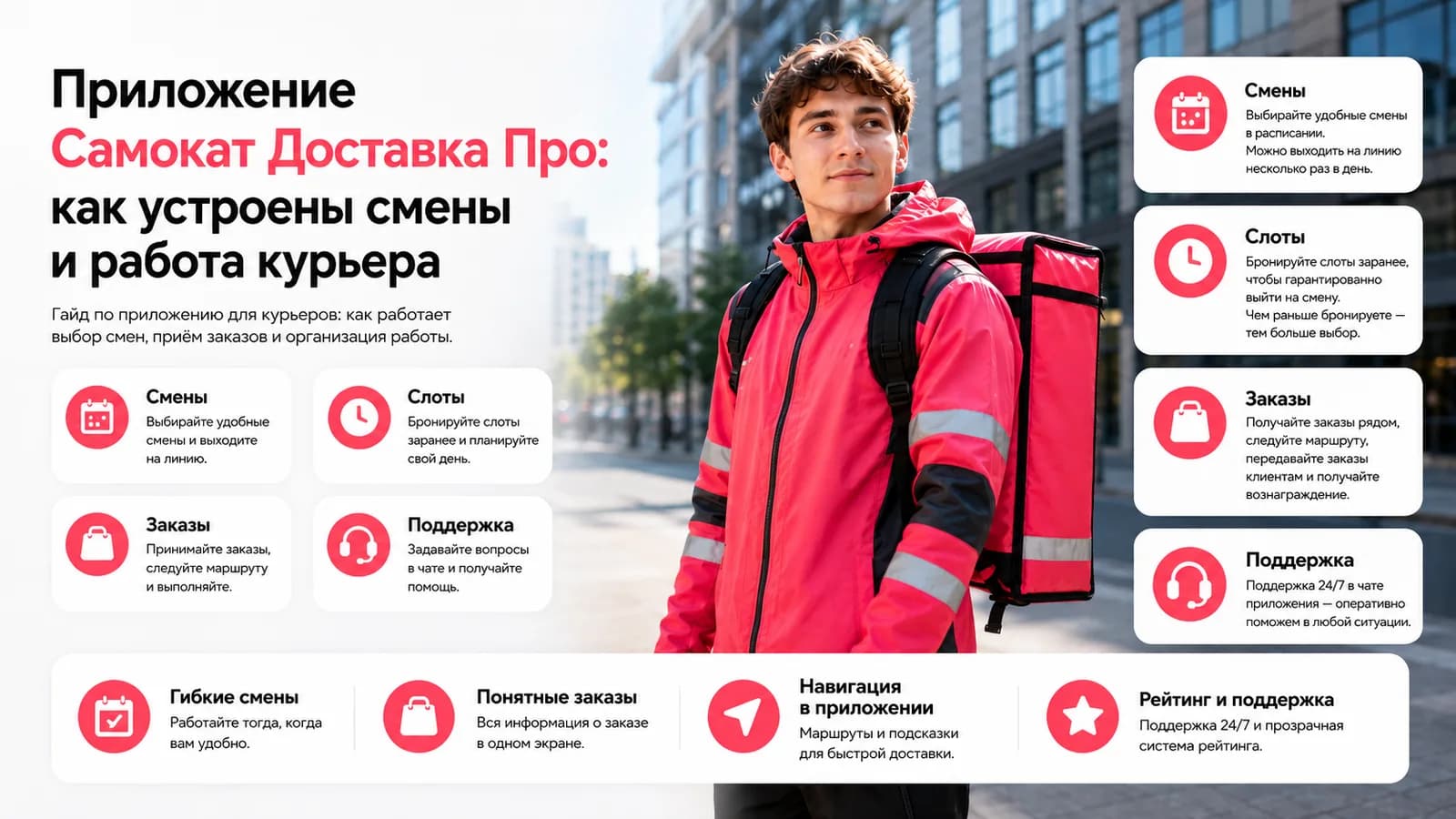 Курьер Самоката с термосумкой — приложение «Доставка Про»: смены и работа курьера