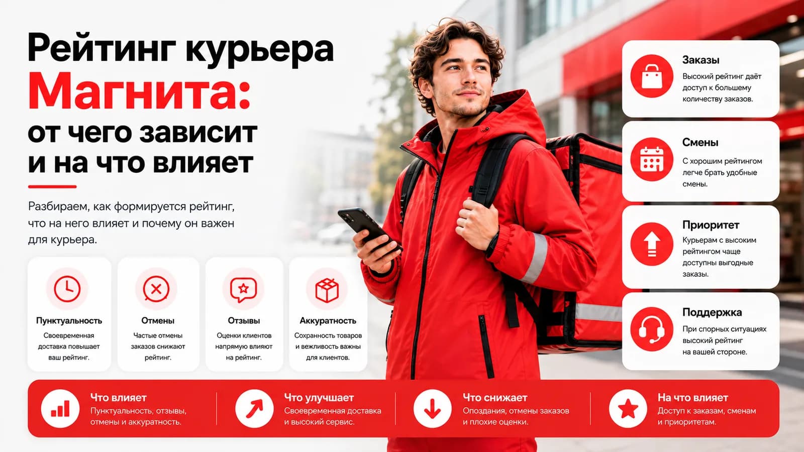 Курьер Магнита у машины — от чего зависит рейтинг и на что он влияет