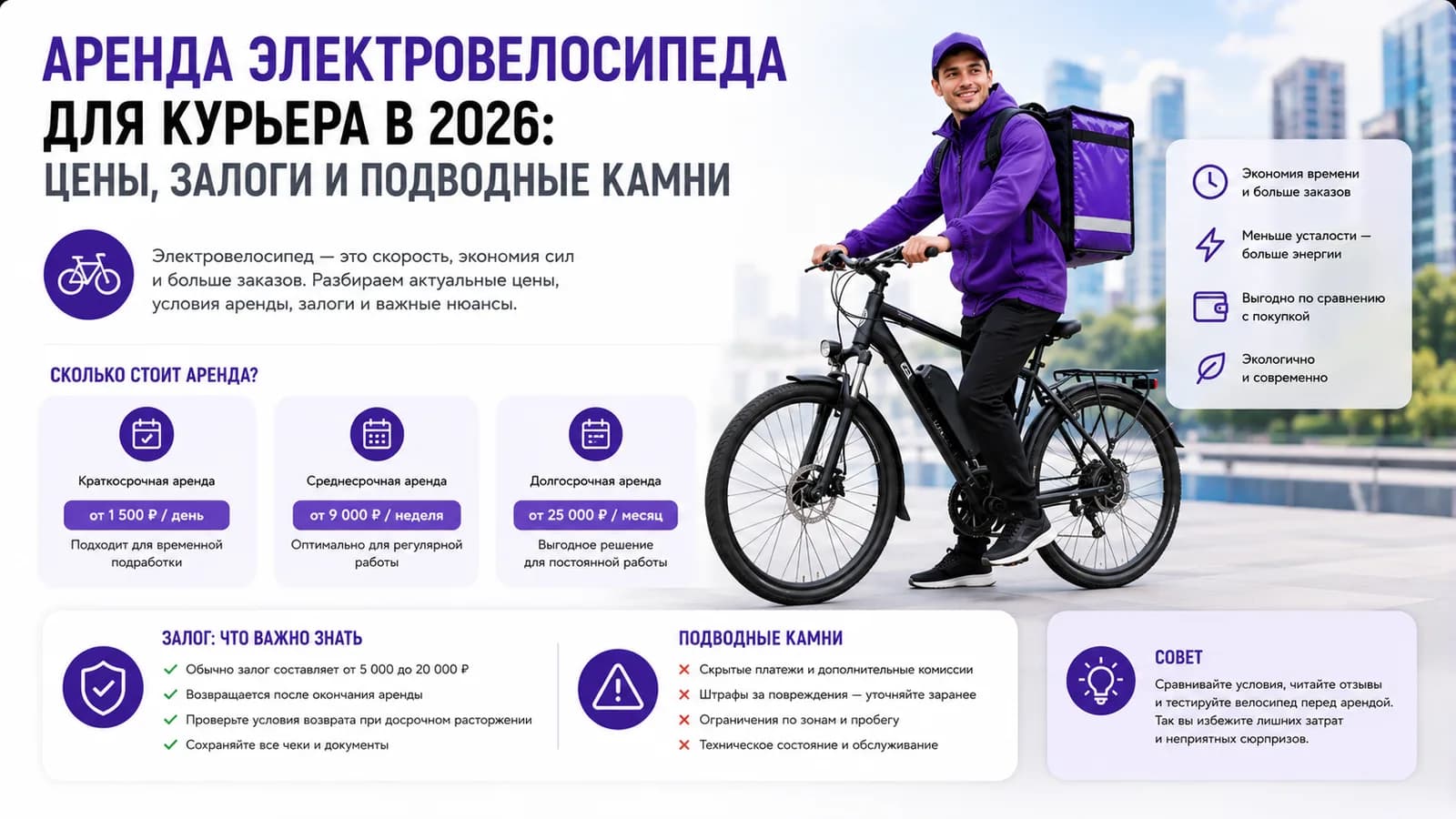 Курьер с электровелосипедом и тарифы проката — цены, залоги и подводные камни аренды