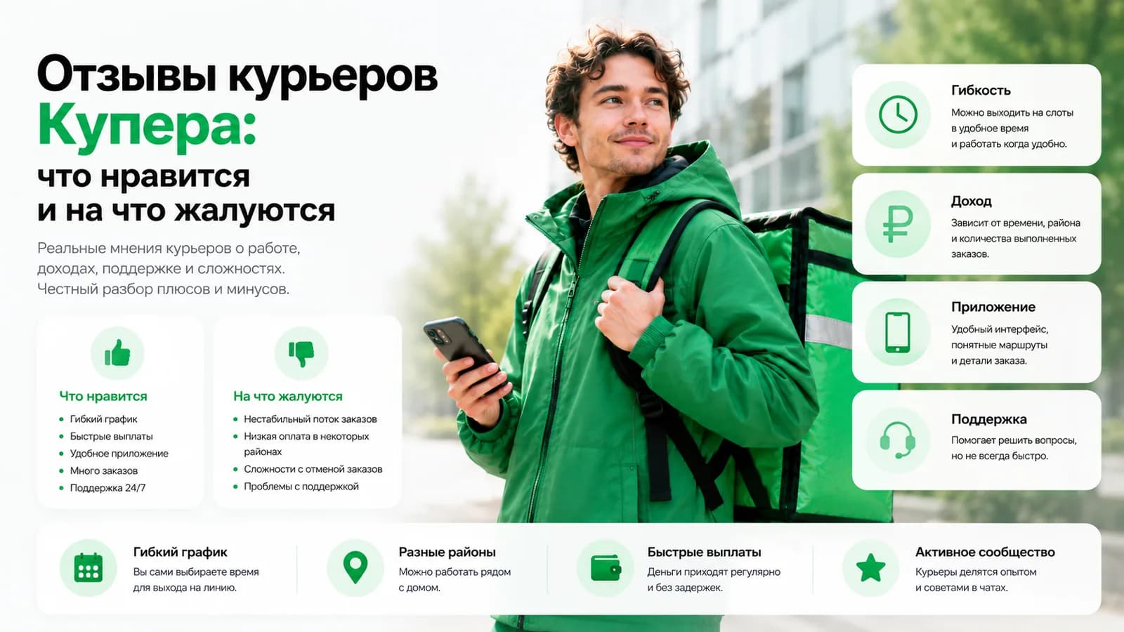 Курьер Купера со смартфоном — что нравится курьерам и на что они жалуются